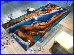 Resin dining table, ocean table epoxy Acacia dining, epoxy river Table Décor Top