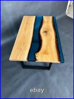 River Coffee table 31,5/20 epoxy resin and natural oak wood in stock