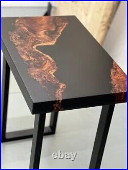 River Epoxy Black Resin Coffee, Center & Dining Table Top