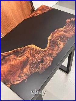 River Epoxy Black Resin Coffee, Center & Dining Table Top