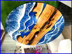 Round River wave Epoxy Dining Table, Side table, Custom table, Without stand