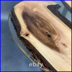 Round coffee table 27,5 epoxy resin and natural walnut wood in stock