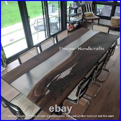 Smoky Clear Epoxy Resin Table Top, Dining Epoxy Wooden Table Top, Handmade Decor
