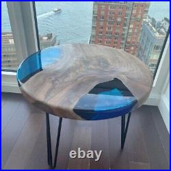 Table Epoxy Resin Top Coffee Blue River Handmade Coffee Center Furniture Wooden