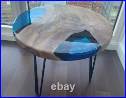 Table Epoxy Resin Top Coffee Blue River Handmade Coffee Center Furniture Wooden