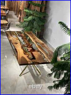 Ultra Clear Epoxy Resin Dining and Kitchen Table, Meeting Table
