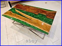 Walnut Resin Table, Special Order Walnut Epoxy Table, Green epoxy dining table