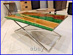 Walnut Resin Table, Special Order Walnut Epoxy Table, Green epoxy dining table