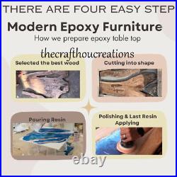White Epoxy Coffee Center Table, Hallway Epoxy Resin Modern Furniture Decor