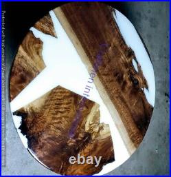 White Epoxy Coffee Table, Round table, Side table, Center table, Without stand
