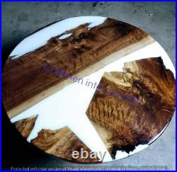 White Epoxy Coffee Table, Round table, Side table, Center table, Without stand