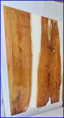 White Epoxy Resin Dining Table Top, Live Edge Wood Dining Center Home Decors