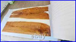 White Epoxy Resin Dining Table Top, Live Edge Wood Dining Center Home Decors