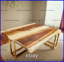 White Epoxy table, Handmade table, Home decor, Walnut Wooden table top