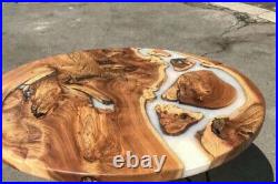 White Solid Epoxy Resin Coffee Table Top, Porch Room Epoxy Resin Table Home Deco