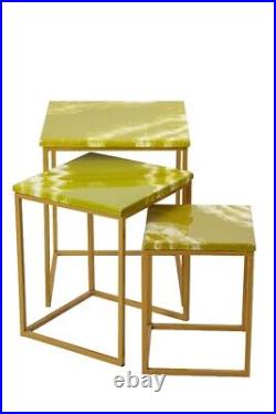 Yellow Epoxy Resin Nesting Table Set of 3